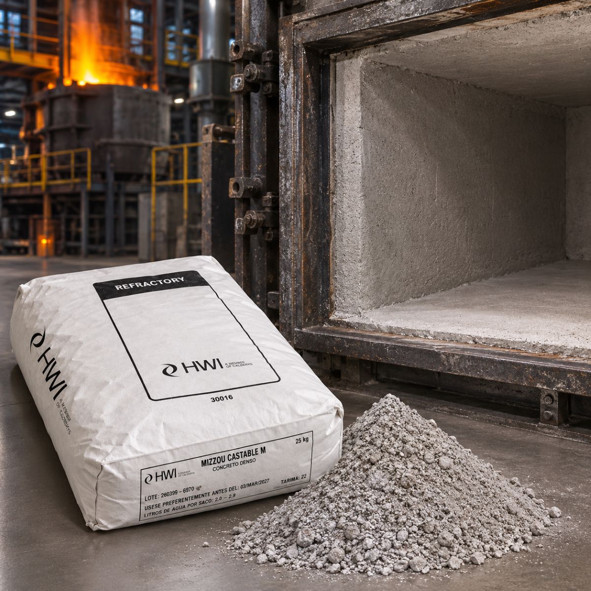 Concreto refractario MIZZOU Castable M de alta alúmina para hornos industriales de alta temperatura